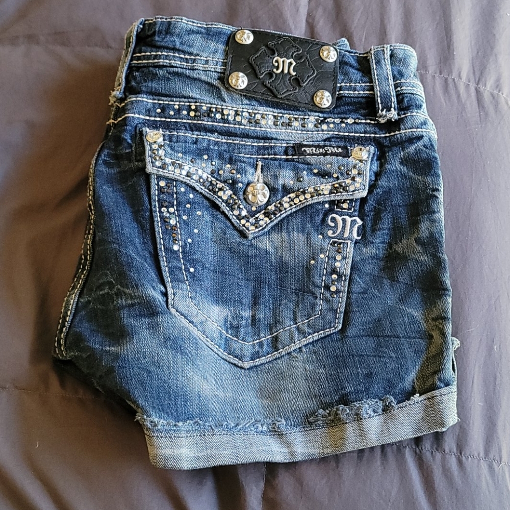Miss me rhinestone embellished jean shorts